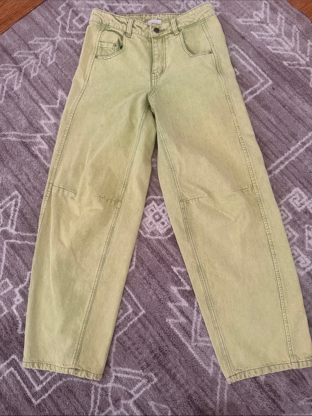 BDG Wide Leg Baggy Barrel Jeans Lime Green Denim 24 Waist Urban Outfitters EUC - Picture 6 of 11